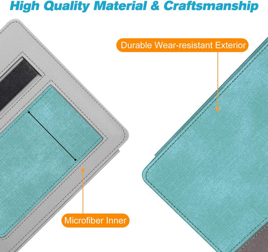 Stand Case for All-New Kindle Oasis (10Th Generation, 2019 Release and 9Th Generation, 2017 Release) - Premium PU Leather Sleeve Cover with Card Slot and Hand Strap, Turquoise/Brown
