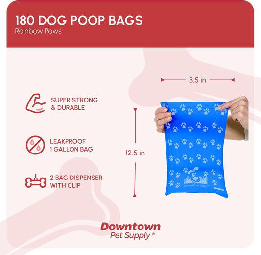 Dog Pet Waste Poop Bags with Leash Clip and Bag Dispenser - 180, 220, 500, 700, 880, 960, 2200 Bags