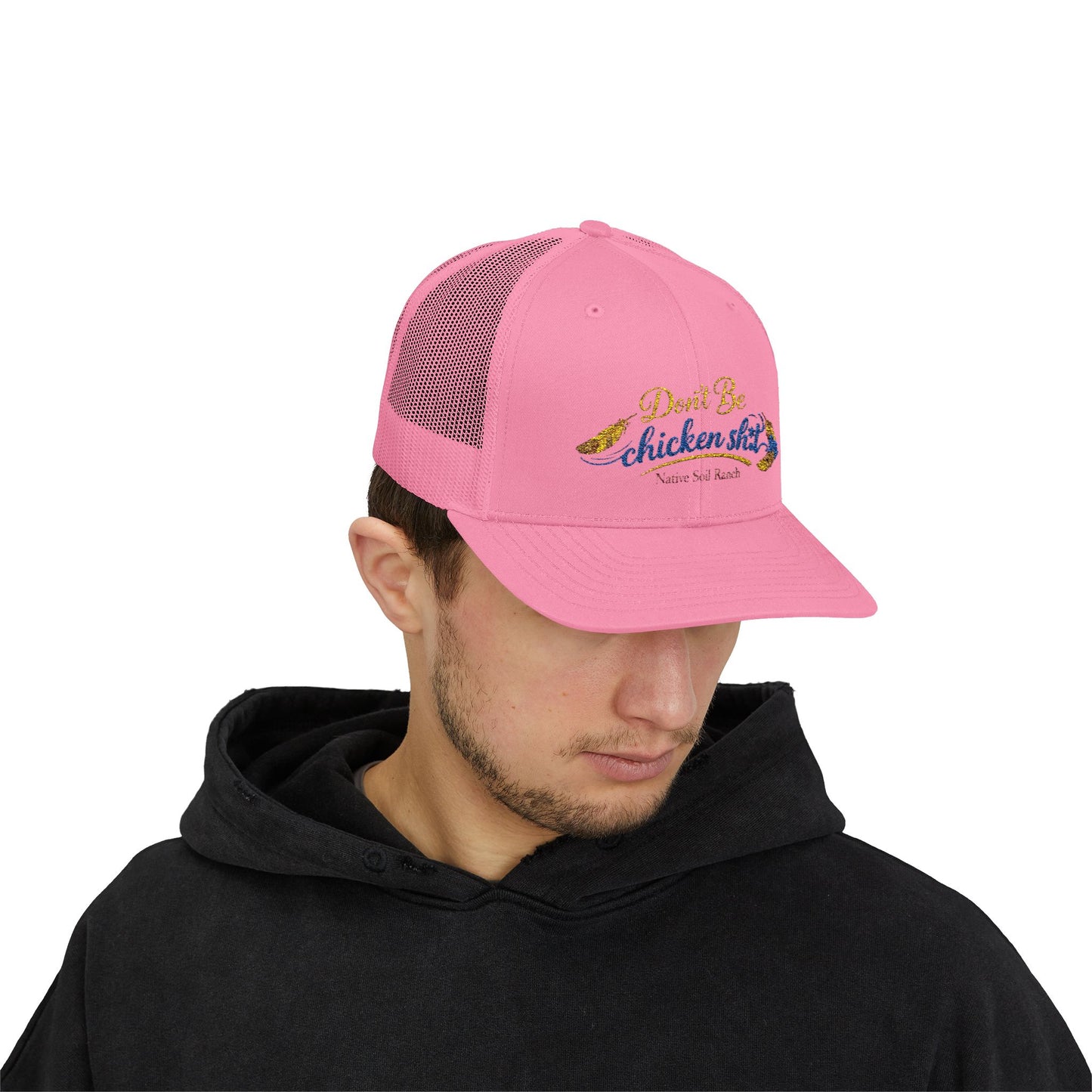 Don’t Be Chicken Sh!t Snapback Trucker Cap — Funny Retro Farm Hat