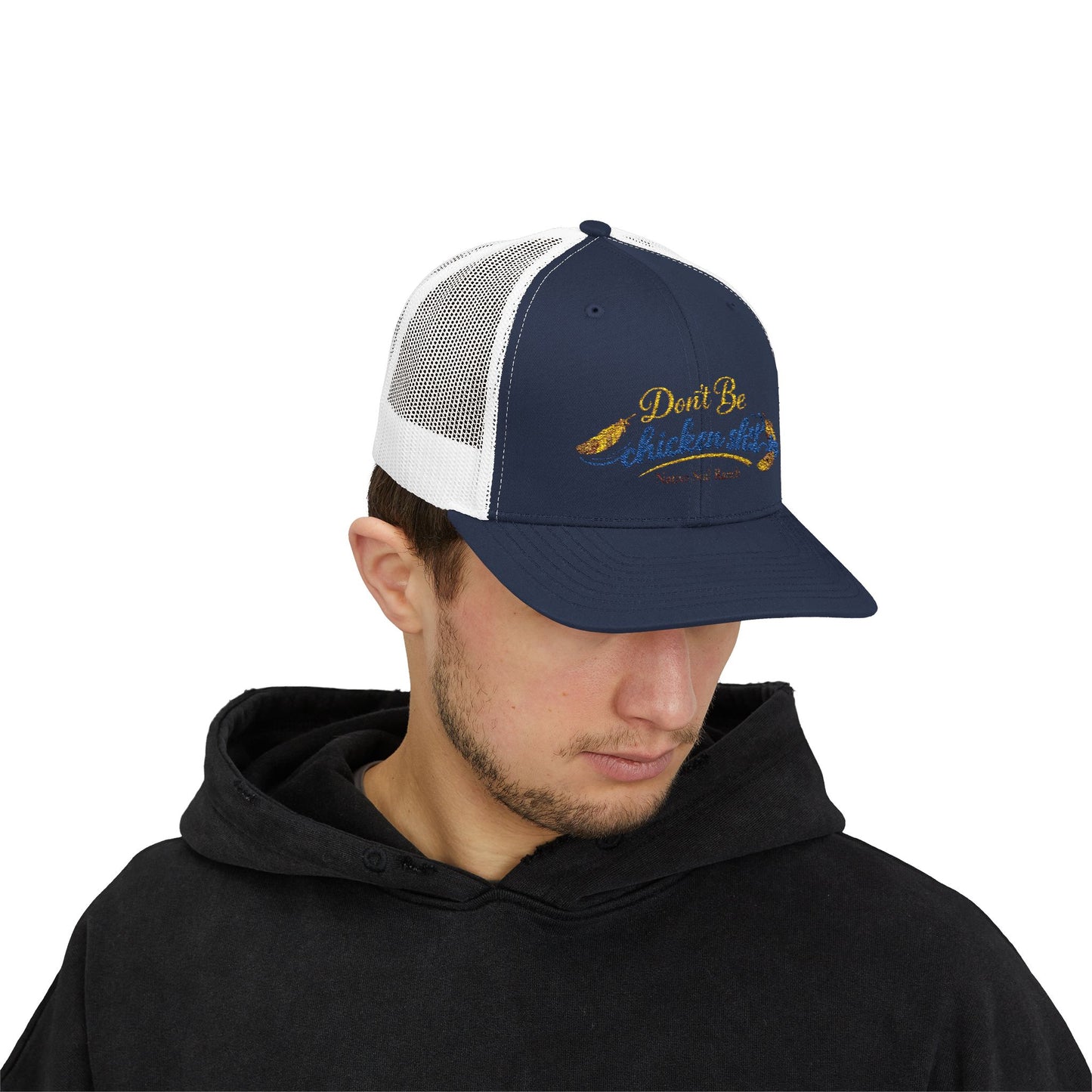 Don’t Be Chicken Sh!t Snapback Trucker Cap — Funny Retro Farm Hat